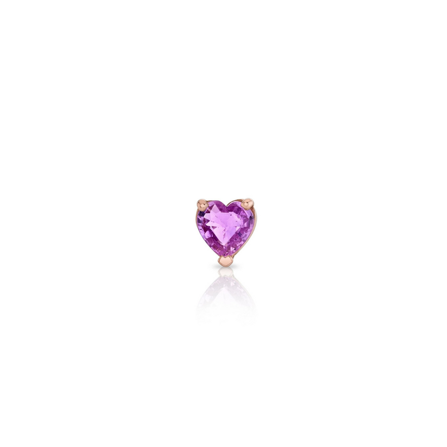 Diamond Heart Pink Sapphire Studs